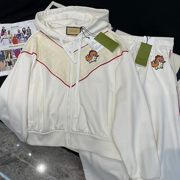 ☆超人気☆グッチ コピー GG コットンジャカード ジップジャケット 上下 セット gux19984